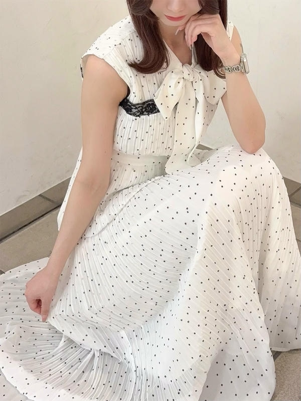 プリーツドットワンピース 詳細画像 オフホワイト 16
