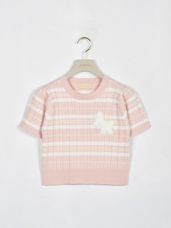 コンパクトワッペンニット 詳細画像 ピンクボーダー 1