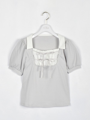 ダブルリボンリブトップス