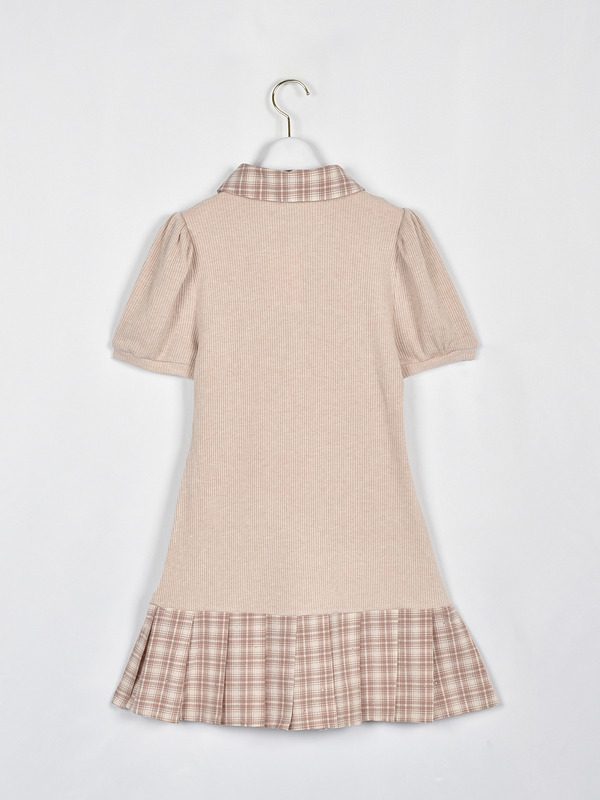 リボンチェックプリーツリブワンピース 詳細画像 ブラック 16