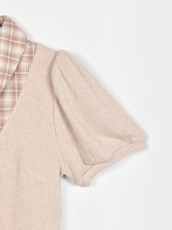 リボンチェックプリーツリブワンピース 詳細画像 ブラック 16