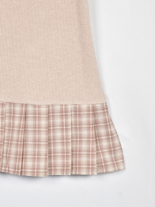 リボンチェックプリーツリブワンピース 詳細画像 ブラック 16