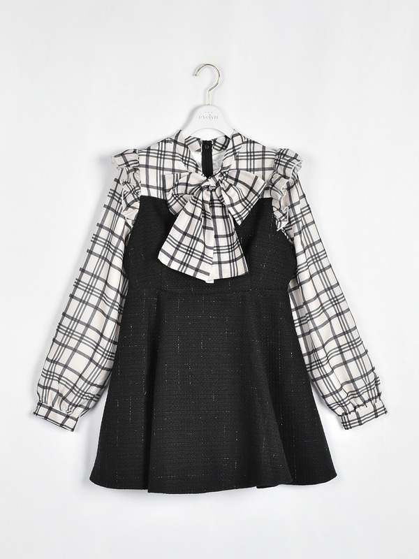 ドッキングツイードワンピース 詳細画像 ブラック 1