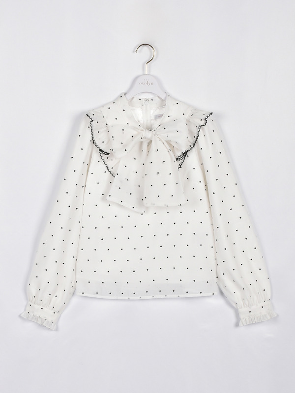 ハートフリルリボンブラウス 詳細画像 オフホワイト 1