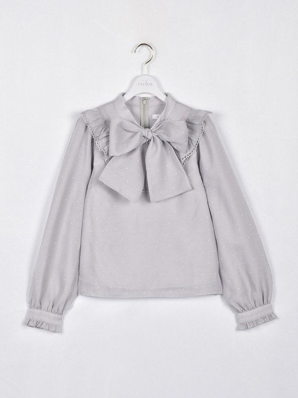 ハートフリルリボンブラウス 詳細画像 アイスグレイ 1