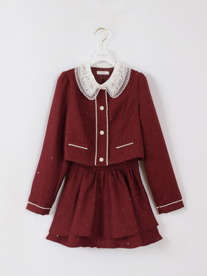 襟ビジューツイードセットアップ