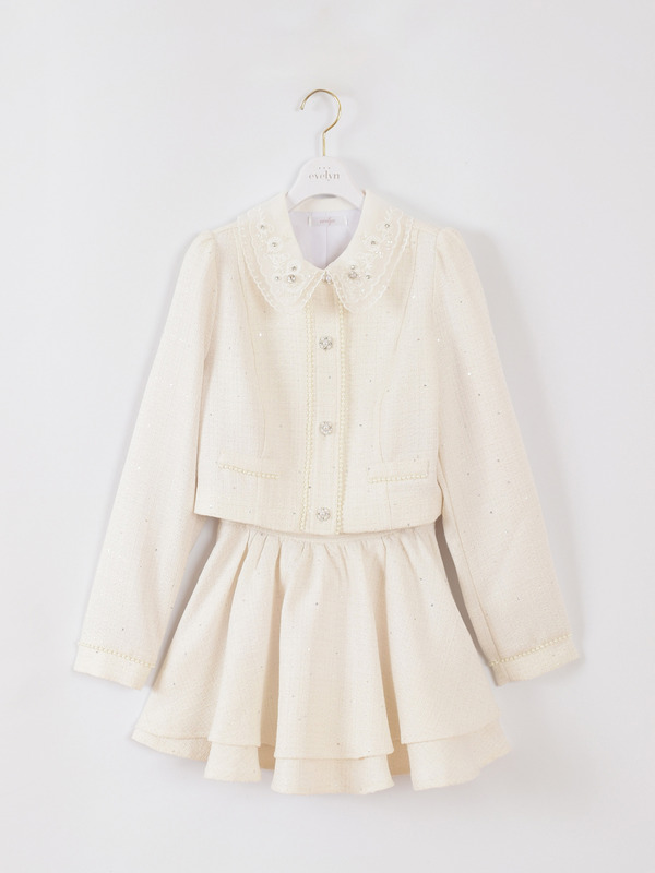 襟ビジューツイードセットアップ 詳細画像 オフホワイト 1