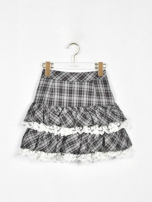 チェックボリュームミニスカート