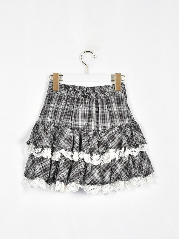 チェックボリュームミニスカート 詳細画像 ブラック 16