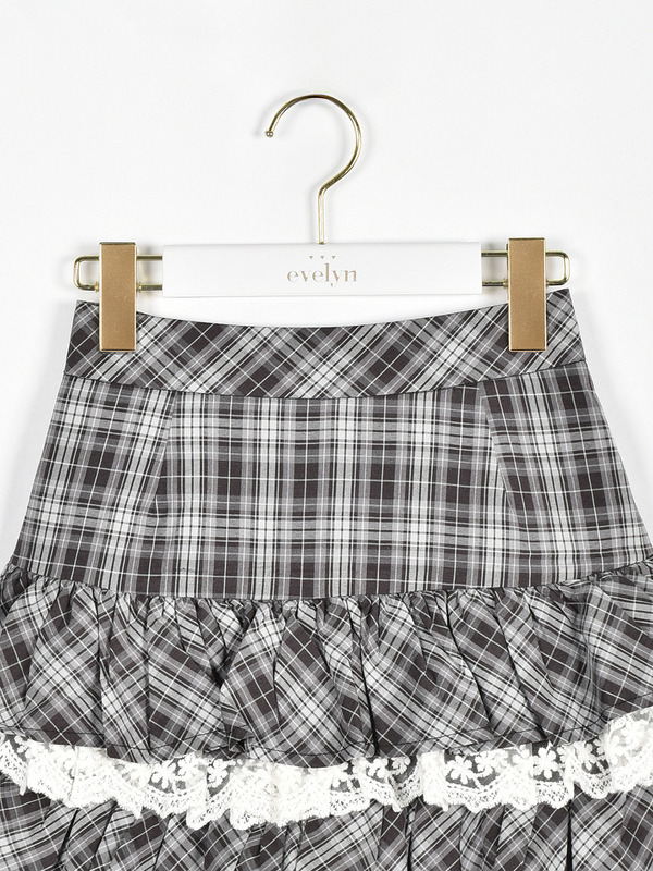 チェックボリュームミニスカート 詳細画像 ブラック 16