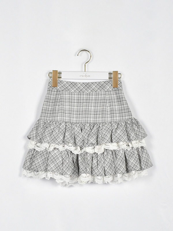 チェックボリュームミニスカート 詳細画像 オフホワイト 1