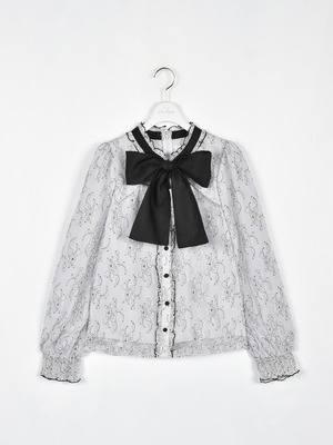 チョーカーレースリボンブラウス