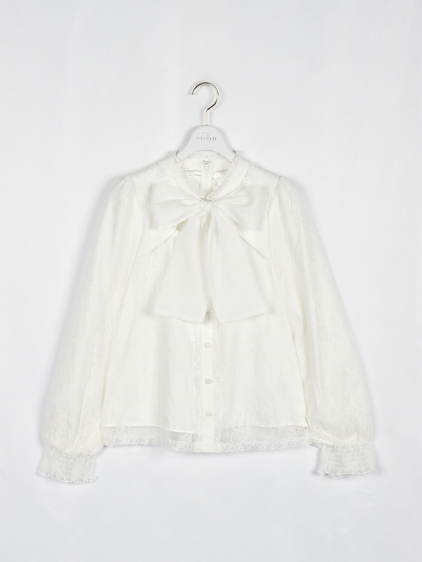 チョーカーレースリボンブラウス 詳細画像 オフホワイト 1