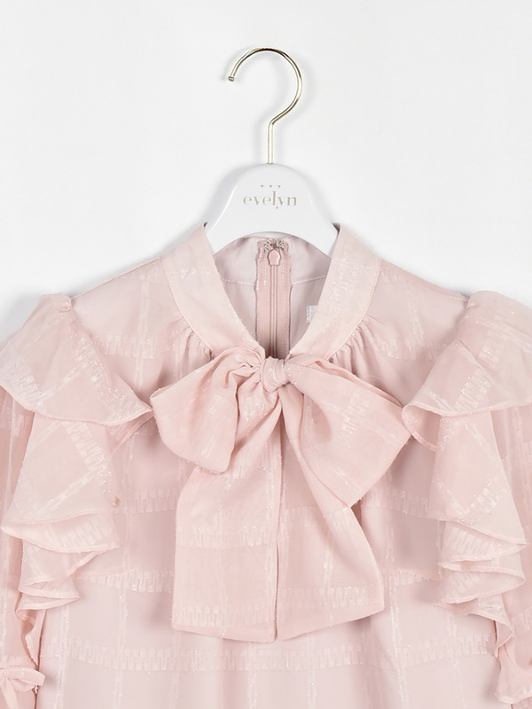 肩フリルラメリボンブラウス 詳細画像 アイスブルー 16