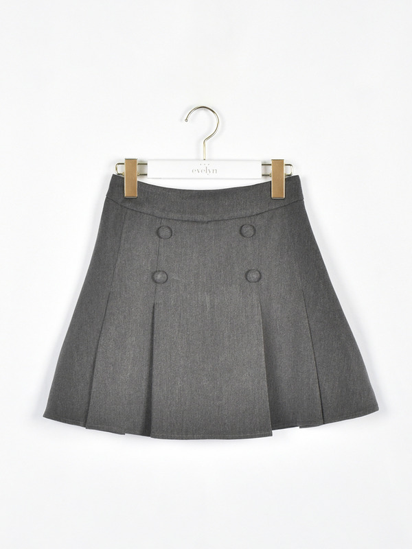 フロントボタンプリーツスカート 詳細画像 チャコール 1