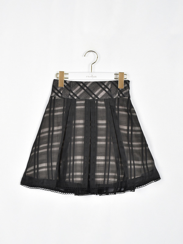 シアーチェックミニスカート 詳細画像 ブラック 1