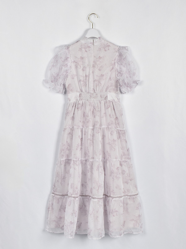 ラメフリルギャザー花柄ワンピース 詳細画像 アイスグレイ 16