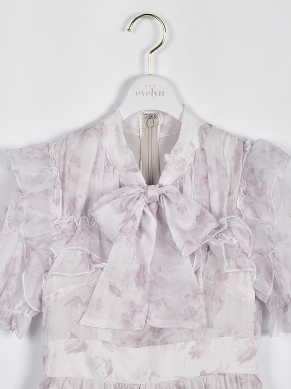 ラメフリルギャザー花柄ワンピース 詳細画像 アイスグレイ 16