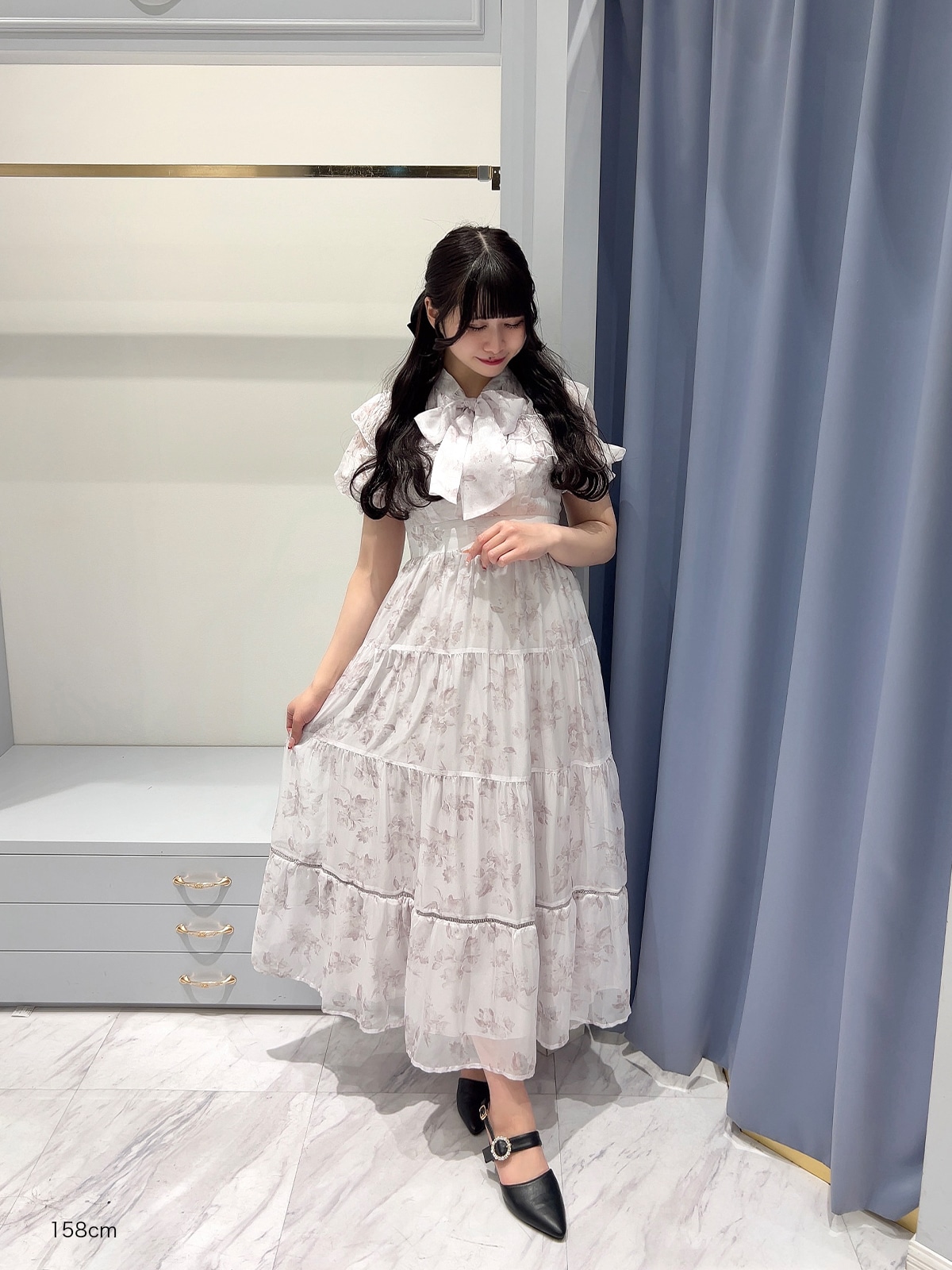 evelyn ラメフリル花柄OP ワンピース ピンク evelyn ラメフリル花柄OP PI ピンク エブリン ワンピース 花柄 半袖