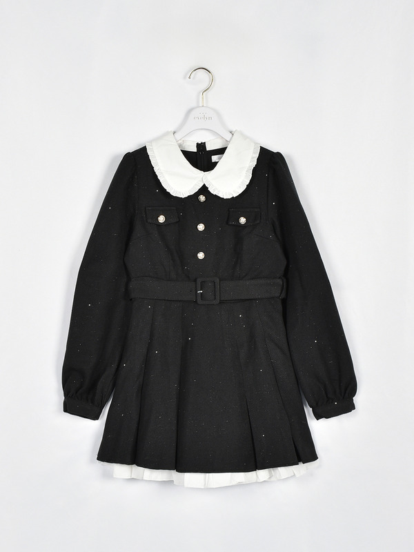 襟タックミニワンピース 詳細画像 ブラック 1