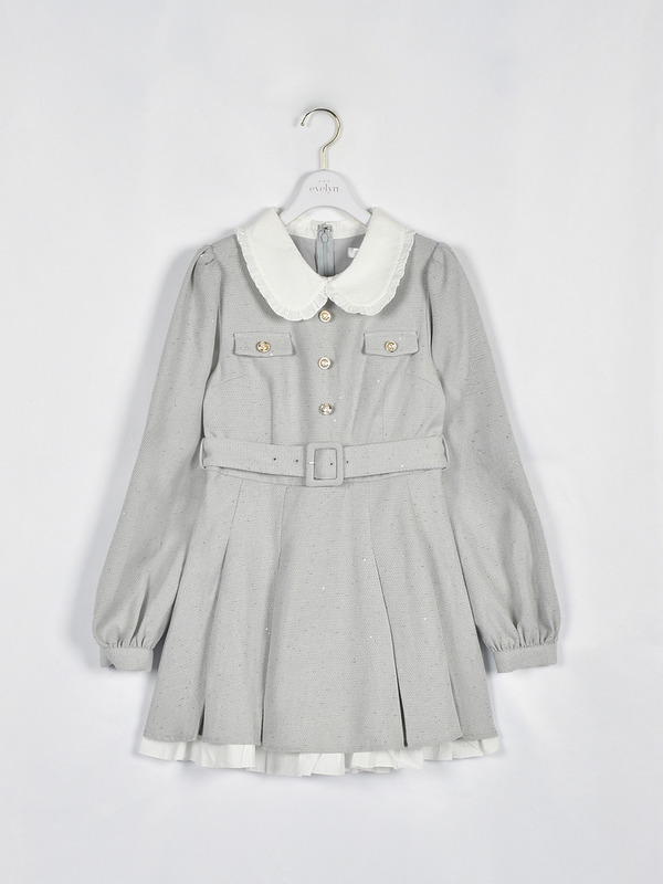 襟タックミニワンピース 詳細画像 アイスグレイ 1