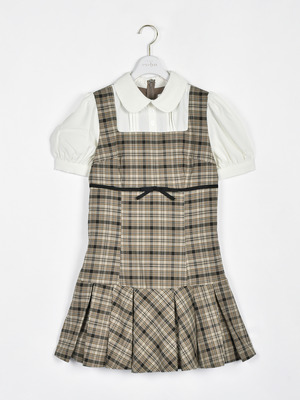 バストリボンチェックミニワンピース