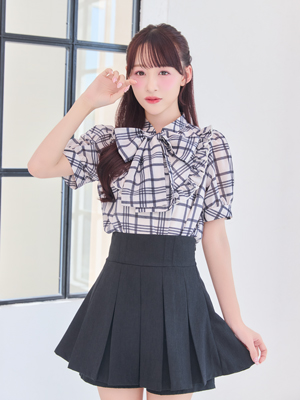 オリジナルチェックフリルブラウス