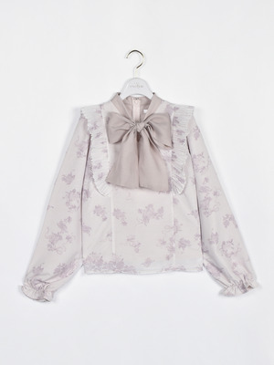 バイカラーリボンフリルブラウス