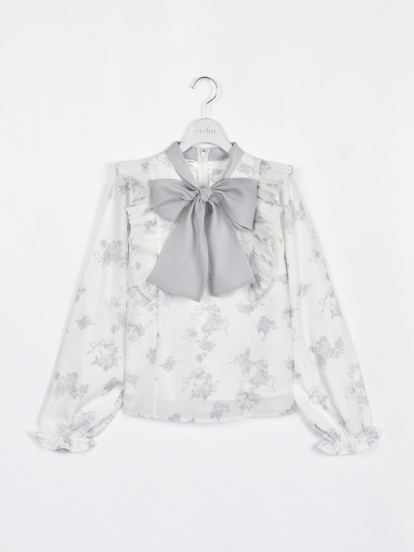 バイカラーリボンフリルブラウス 詳細画像 アイスグレイ 16