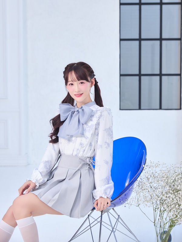 バイカラーリボンフリルブラウス 詳細画像 アイスグレイ 16