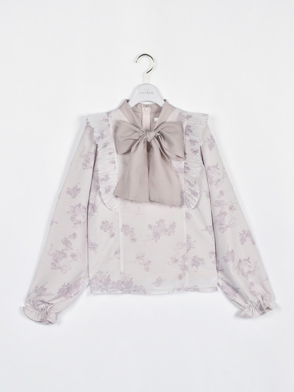 バイカラーリボンフリルブラウス 詳細画像 アイスグレイ 16