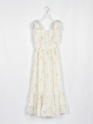 レースフリル花柄キャミワンピース