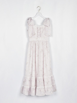レースフリル花柄キャミワンピース