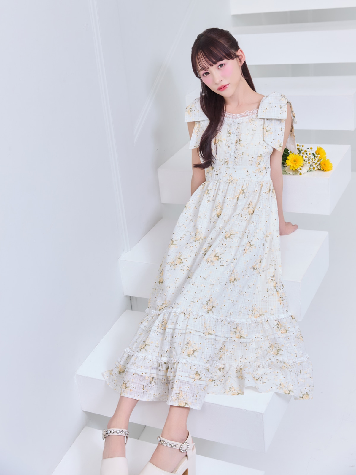 レースフリル花柄キャミワンピース｜evelyn（エブリン）公式通販サイト