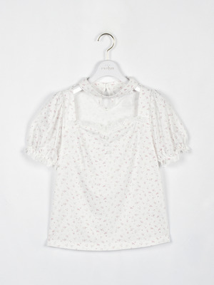  チョーカーレースリブトップス