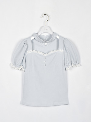  チョーカーレースリブトップス