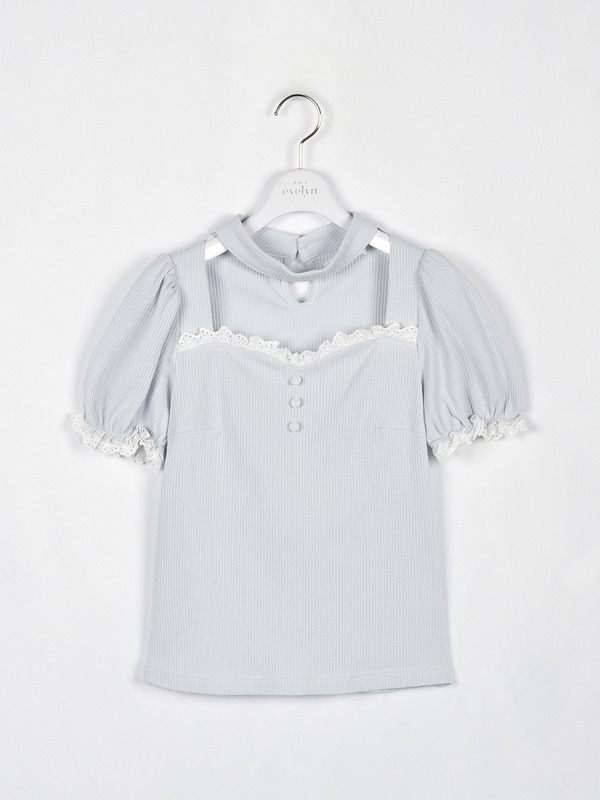  チョーカーレースリブトップス 詳細画像 アイスブルー 1