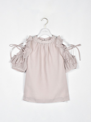 オフショルパールブラウス