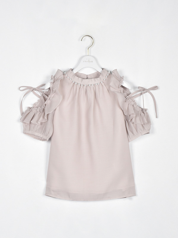 オフショルパールブラウス 詳細画像 ピンク 1