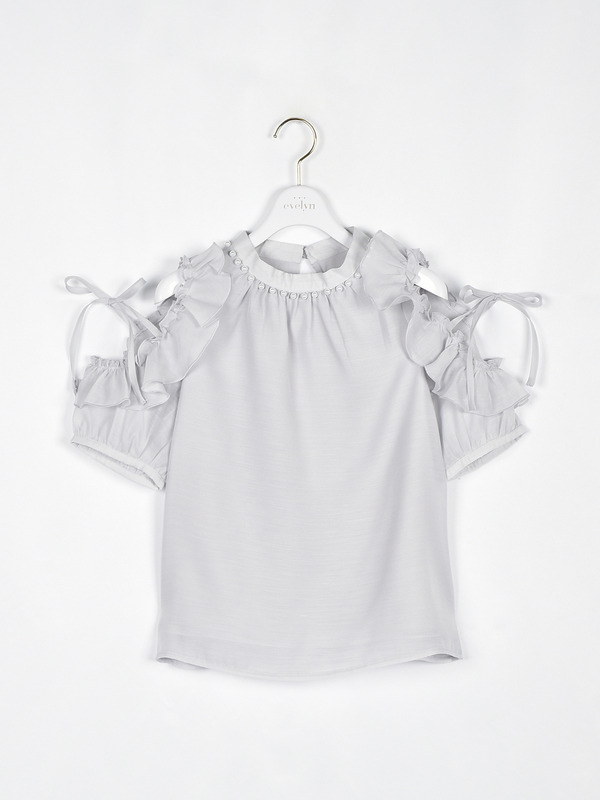 オフショルパールブラウス 詳細画像 アイスブルー 1