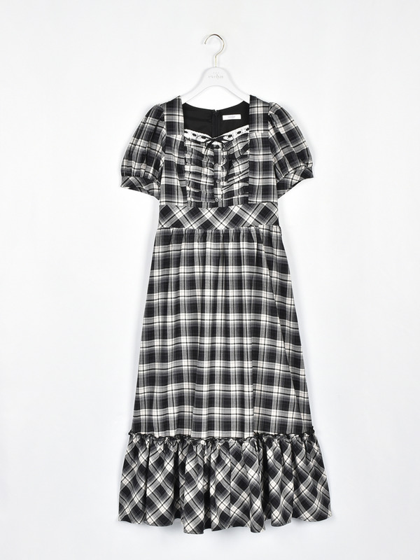 バストギャザーチェックワンピース 詳細画像 ベージュ 16