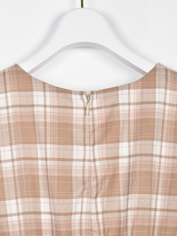バストギャザーチェックワンピース 詳細画像 ベージュ 16