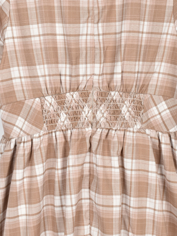 バストギャザーチェックワンピース 詳細画像 ベージュ 16