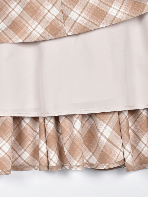 バストギャザーチェックワンピース 詳細画像 ベージュ 16