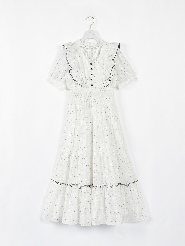 ティアードチョーカーロングワンピース 詳細画像 ドット 1