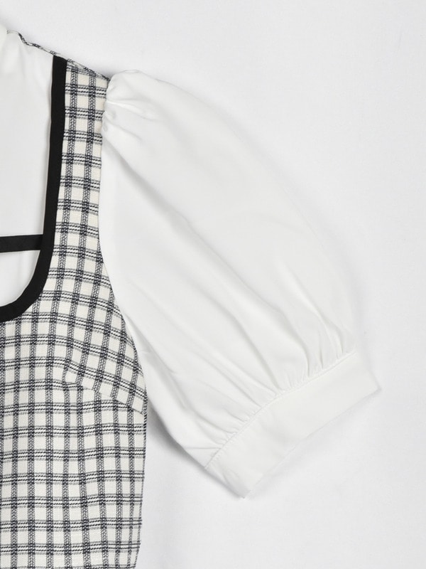 細リボン襟チェックワンピース 詳細画像 チャコール 16