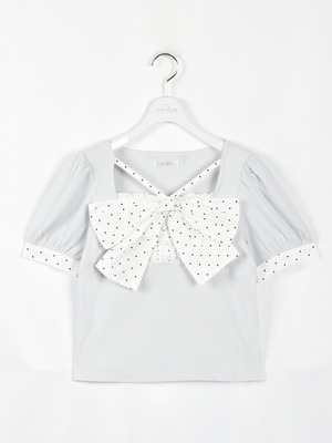 バストリボンリブトップス