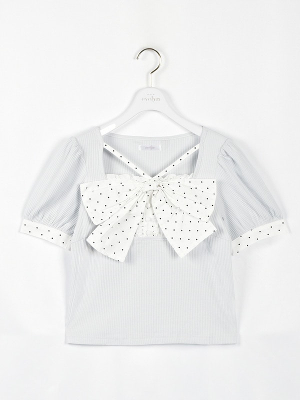 バストリボンリブトップス 詳細画像 アイスブルー 1