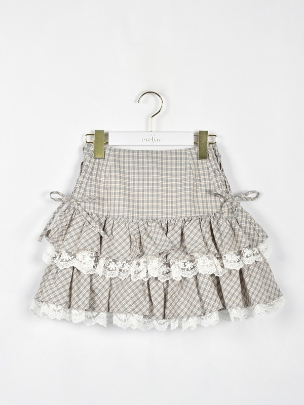 サイドリボンティアードミニスカート 詳細画像 アイボリー 1