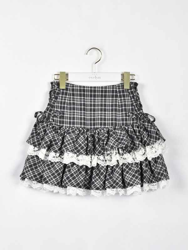 サイドリボンティアードミニスカート 詳細画像 ブラック 1